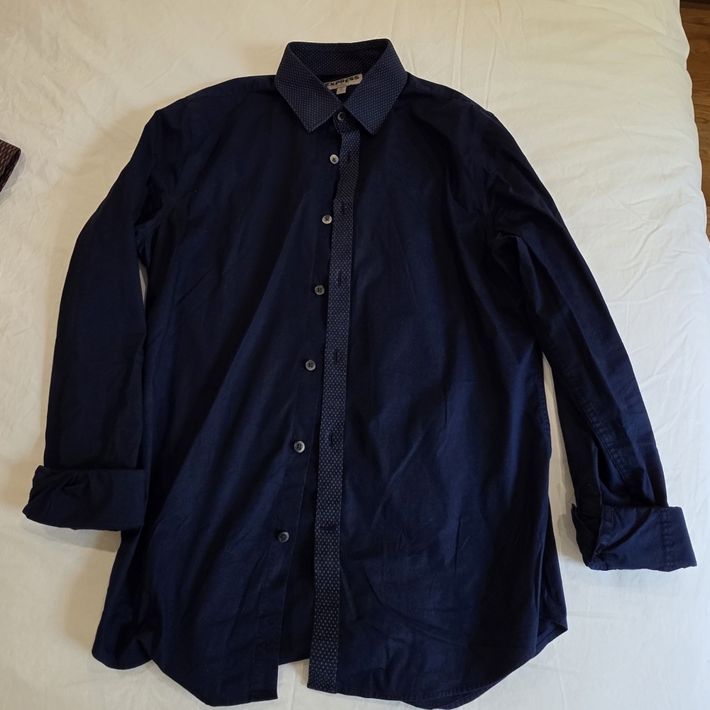 Express Dark Blue Button Down Shirt
